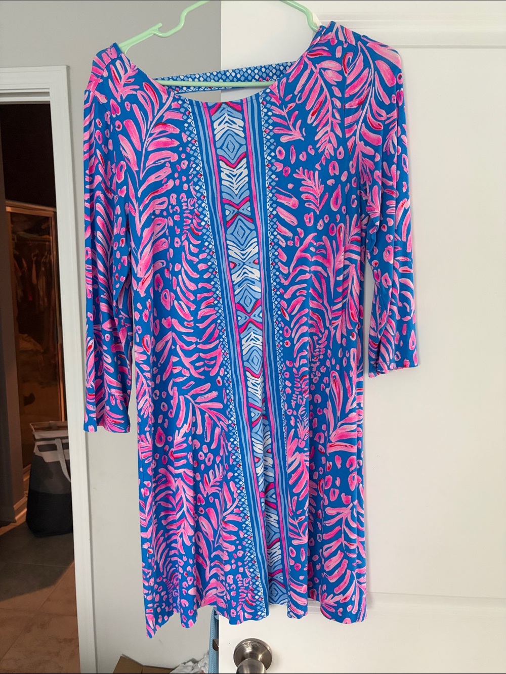 Lilly Pulitzer Blue and Pink Printed Long-Sleeve Dress